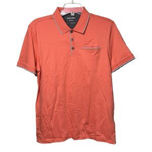 Calvin Klein Polo Men Medium Porcelain Rose Pink Liquid Touch Soft Cotton Casual